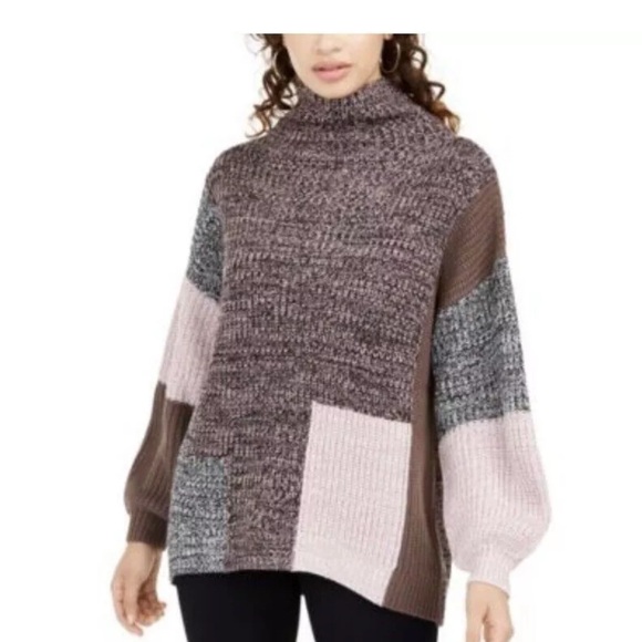 American Rag Color Block Mock Neck Sweater Size XS - Picture 1 of 7